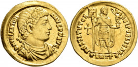 Valentinian I, 364-375. Solidus (Gold, 21 mm, 4.45 g, 5 h), Antiochia, 364. D N VALENTINIANVS P F AVG Rosette-diademed, draped and cuirassed bust of V...