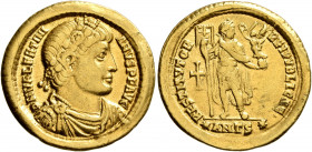 Valentinian I, 364-375. Solidus (Gold, 22 mm, 4.35 g, 5 h), Antiochia, 364. D N VALENTINIANVS P F AVG Rosette-diademed, draped and cuirassed bust of V...
