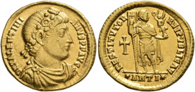 Valentinian I, 364-375. Solidus (Gold, 21 mm, 4.44 g, 5 h), Antiochia, 364. D N VALENTINIANVS P F AVG Rosette-diademed, draped and cuirassed bust of V...