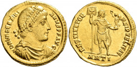 Valentinian I, 364-375. Solidus (Gold, 22 mm, 4.52 g, 5 h), Antiochia, 365. D N VALENTINIANVS P F AVG Rosette-diademed, draped and cuirassed bust of V...