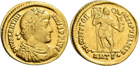 Valentinian I, 364-375. Solidus (Gold, 21 mm, 4.35 g, 5 h), Antiochia, end of 366-367. D N VALENTINIANVS P F AVG Rosette-diademed, draped and cuirasse...
