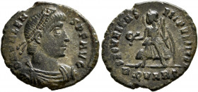 Valens, 364-378. Follis (Bronze, 19 mm, 2.42 g, 7 h), Rome, 367-375. D N VALENS P F AVG Pearl-diademed, draped and cuirassed bust of Valens to right. ...