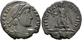 Valens, 364-378. Follis (Bronze, 18 mm, 2.51 g, 12 h), Rome, 367-375. D N VALENS P F AVG Pearl-diademed, draped and cuirassed bust of Valens to right....