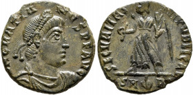 Gratian, 367-383. Follis (Bronze, 17 mm, 2.51 g, 6 h), Rome, 367-375. D N GRATIANVS P F AVG Pearl-diademed, draped and cuirassed bust of Gratian to ri...