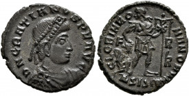 Gratian, 367-383. Follis (Bronze, 18.5 mm, 2.51 g, 7 h), Siscia, 367-375. D N GRATIANVS P F AVG Pearl-diademed, draped and cuirassed bust of Gratian t...