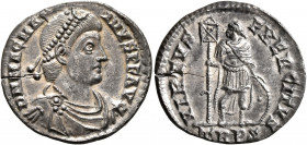 Magnus Maximus, 383-388. Miliarense (Silver, 24 mm, 4.30 g, 7 h), Treveri. D N MAG MAXIMVS P F AVG Pearl-diademed, draped and cuirassed bust of Magnus...