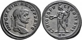 Maximianus, first reign, 286-305. Follis (Bronze, 29 mm, 9.81 g, 6 h), Aquileia, 294. IMP C MAXIMIANVS P F AVG Laureate head of Maximianus to right. R...
