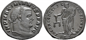 Maximianus, first reign, 286-305. Follis (Bronze, 26.5 mm, 7.45 g, 6 h), Aquileia, 300. IMP MAXIMIANVS P F AVG Laureate head of Maximianus to right. R...