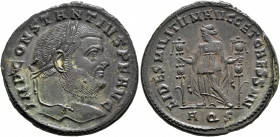 Constantius I, 305-306. Follis (Bronze, 28 mm, 9.54 g, 11 h), Aquileia, 305-306. IMP CONSTANTIVS P F AVG Laureate head of Constantius I to right. Rev....