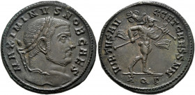 Maximinus II, as Caesar, 305-309. Follis (Bronze, 29 mm, 10.27 g, 11 h), Aquileia, 305-306. MAXIMINVS NOB CAES Laureate head of Maximinus II to right....