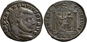 Maxentius, 307-312. Follis (Bronze, 25.5 mm, 6.05 g, 6 h), Aquileia, 309-310. IMP C MAXENTIVS P F AVG Laureate head of Maxentius to right. Rev. CONSER...