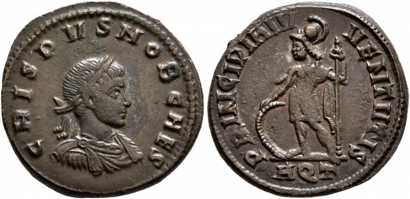 Crispus, Caesar, 316-326. Follis (Bronze, 20 mm, 3.72 g, 1 h), Aquileia, 317. CR...
