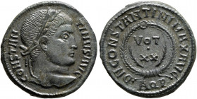 Constantine I, 307/310-337. Follis (Bronze, 18.5 mm, 3.13 g, 6 h), Aquileia, 322. CONSTAN-TINVS AVG Laureate head of Constantine I to right. Rev. D N ...