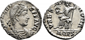 Valens, 364-378. Siliqua (Silver, 17 mm, 1.67 g, 6 h), Aquileia, 375-378. D N VALEN-S P F AVG Pearl-diademed, draped and cuirassed bust of Valens to r...