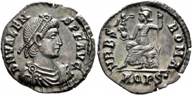 Valens, 364-378. Siliqua (Silver, 18 mm, 1.47 g, 6 h), Aquileia, 375-378. D N VALEN-S P F AVG Pearl-diademed, draped and cuirassed bust of Valens to r...