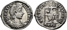 Gratian, 367-383. Siliqua (Silver, 19 mm, 2.00 g, 6 h), Aquileia, 378-383. D N GRATIA-NVS P F AVG Pearl-diademed, draped and cuirassed bust of Gratian...