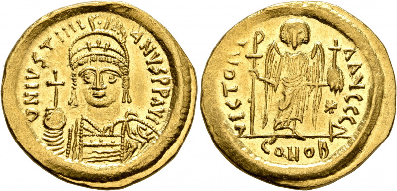 Justinian I, 527-565. Solidus (Gold, 20 mm, 4.45 g, 5 h), Constantinopolis, 545-...