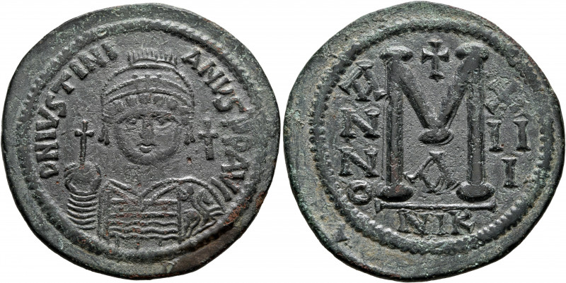 Justinian I, 527-565. Follis (Bronze, 41 mm, 22.32 g, 7 h), Nicomedia, RY 13 = 5...