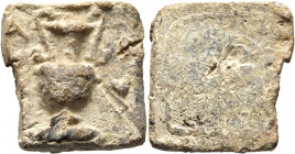 AEOLIS. Myrina, circa 4th-1st centuries BC. Weight of 1/4 Mina (Tetarton) (?) (Lead, 35x35 mm, 65.75 g). Volute krater; to upper left, A; to lower lef...