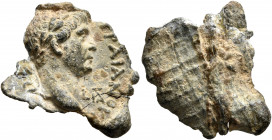 Trajan, 98-117, RY 14 = 110/111. Seal (Lead, 20x24 mm, 4.50 g). TPAIANOY K[...] - LIΔ Laureate head of Trajan to right. Rev. Textile imprint. Cf. Turc...