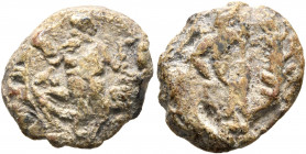 Anonymous, 4th century. Seal (Lead, 14 mm, 3.81 g, 9 h). Daniel in the lion’s den: Daniel standing with his arms raised in prayer, lion on either side...