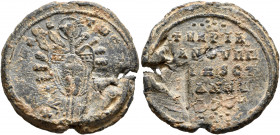 Marianos, anthypatos, patrikios and strategos of Ioannopolis (Preslav) (?), 10th century. Seal (Lead, 25 mm, 8.50 g, 12 h). +[KЄ RO]HΘЄI - TⲰ C[Ⲱ ΔOVΛ...