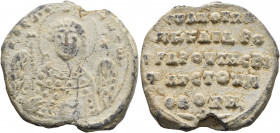 Johannes, anthypatos patrikios and droungarios of the watch, 2nd half 10th-11th century. Seal (Lead, 25 mm, 10.00 g, 12 h). KЄ ROH...TⲰ CⲰ Nimbate fac...