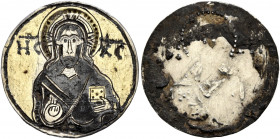 Anonymous, circa 12th-14th centuries. Medallion (Silver, 20 mm, 1.08 g, 12 h). HC - XC Bust of Christ Pantokrator facing, wearing nimbus cruciger, eac...
