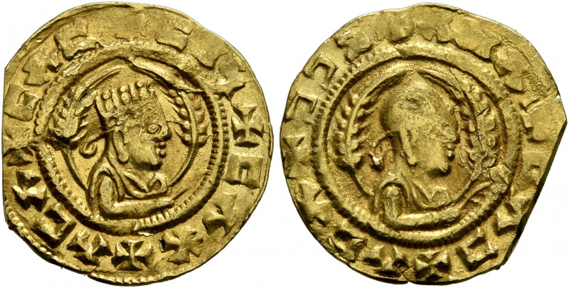 AXUM. Ebana, circa 450. Chrysos (Gold, 17 mm, 1.66 g, 11 h). ✠CΛC✠CIϞ✠CΛΧ✠ΛCΛ Dr...