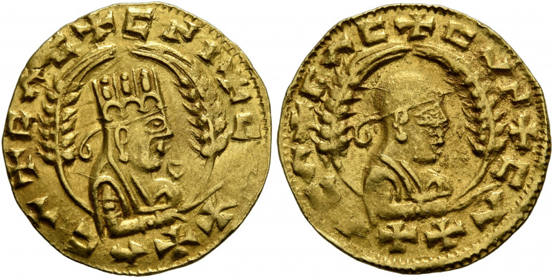 AXUM. Ebana, circa 450. Chrysos (Gold, 17 mm, 1.62 g, 12 h). ✠CΛC✠CϞI✠CΛΧ✠ΛCΛ Dr...