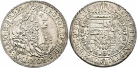 AUSTRIA. Holy Roman Empire. Leopold I, Emperor, 1658-1705. Taler (Silver, 42 mm, 29.00 g, 12 h), Hall. Moneyer Johann Sebastian Fenner, 1691. LEOPOLDV...