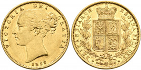 BRITISH, Hanover. Victoria, 1837-1901. Sovereign (Gold, 22 mm, 8.00 g, 6 h), Young Head coinage. London, 1856. VICTORIA DEI GRATIA / 1856 Bare head of...