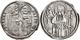BULGARIA. Second Empire. Anonymous imitative issues, circa 14th century. Grosso (Silver, 19 mm, 0.99 g, 5 h), imitating a Venetian grosso. S M VЄNЄTI ...