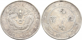 CHINA, Qīng dynasty. Dézōng (Guāngxù), 1875-1908. 7 Mace 2 Candareens – Dollar (Silver, 39 mm, 26.65 g, 12 h), Zhílì (Chihli) province, year 34 (1908)...