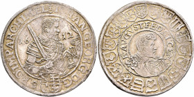 GERMANY. Sachsen-Albertinische Linie. Johann Georg I and August, Electors, 1611-1615. Taler (Silver, 42 mm, 29.25 g, 12 h), Dresden, 1612. IOHAN:GEORG...