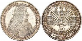 GERMANY. Bundesrepublik Deutschland. 1949-present. 5 Deutsche Mark (Silver, 29 mm, 11.19 g, 12 h), on the 300th anniversary of the birth of Ludwig Wil...