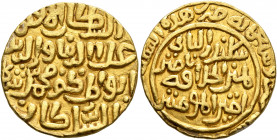 INDIA, Islamic Sultanates. Delhi. Ala ud-din Khalji, AH 695-715 / AD 1296-1316. Tanka (Gold, 23 mm, 11.00 g, 11 h), Ala ud-din Khalji (AH 695-715 = AD...