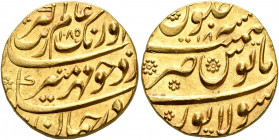 INDIA, Mughal Empire. Muhyi al-Din Muhammad Aurangzeb Alamgir, 1658-1707. Mohur (Gold, 21 mm, 11.00 g, 4 h), Sholapur mint, AH 1085 = AD 1674/5 / RY 1...