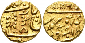 INDIA, Princely States. Jodhpur. Umaid Singh, 1918-1947. Mohur (Gold, 18 mm, 11.00 g), Umaid Singh (1918-1947). KM 129. Struck from a somewhat worn re...