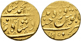 INDIA, Princely States. Hyderabad. Asaf Jah I, 1713-1748. Mohur (Gold, 21 mm, 11.00 g, 10 h), Asaf Jah I (1713-1748), in the name of Muhammad Shah, RY...