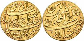 INDIA, Colonial. British India. Bengal Presidency. Mohur (Gold, 26 mm, 12.36 g, 12 h), East India Company, struck in the name of Shah Alam II (1759-18...