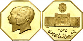 IRAN, Pahlavis. Muhammad Reza Shah, AH 1360-1398 / AD 1941-1979. Medal (Gold, 27 mm, 10.00 g, 12 h), on the 50th anniversary of the founding of the Na...