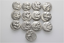 A lot containing 13 silver coins. All: Drachms of Alexander III 'the Great' and his successors. About very fine to good very fine. LOT SOLD AS IS, NO ...