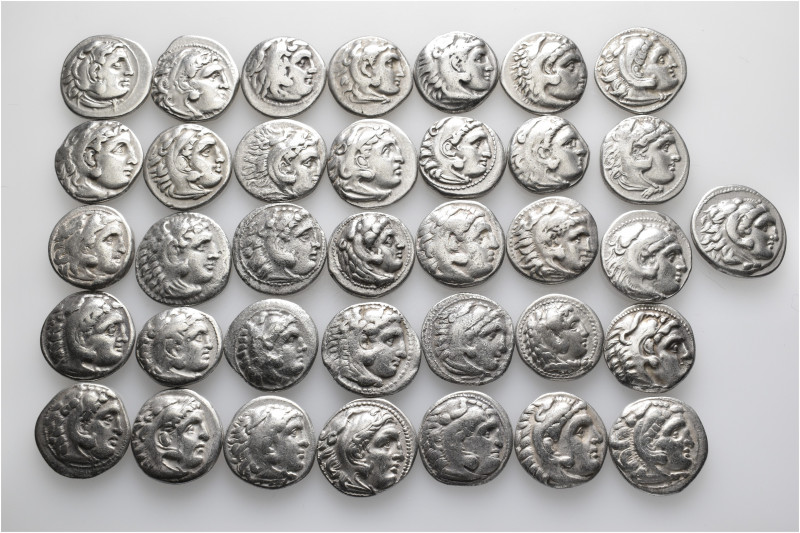A lot containing 36 silver coins. All: Drachms of Alexander III 'the Great' and ...