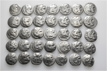 A lot containing 35 silver coins. All: Drachms of Alexander III 'the Great' and his successors. Fair to fine. LOT SOLD AS IS, NO RETURNS. 35 coins in ...