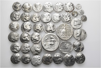 A lot containing 39 silver coins. All: Greek. Harshly cleaned. Fair to about very fine. LOT SOLD AS IS, NO RETURNS. 39 coins in lot.