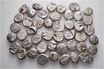 A lot containing 45 silver coins. All: Greek. Fine to very fine. LOT SOLD AS IS, NO RETURNS. 45 coins in lot.