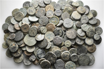 A lot containing 213 bronze coins. Mostly: Greek. Fair to fine. LOT SOLD AS IS, NO RETURNS. 213 coins in lot.
