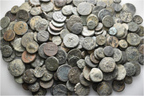 A lot containing 245 bronze coins. Mostly: Greek. Fair to fine. LOT SOLD AS IS, NO RETURNS. 245 coins in lot.