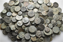 A lot containing 245 bronze coins. Mostly: Greek. Fair to fine. LOT SOLD AS IS, NO RETURNS. 245 coins in lot.